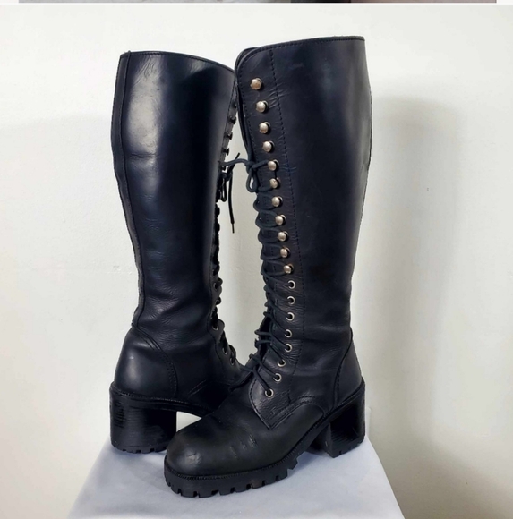 Vintage Shoes - Vintage 90s Lace Up Punk Y2K Combat Boots